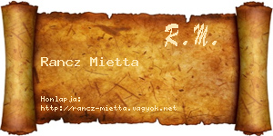 Rancz Mietta névjegykártya